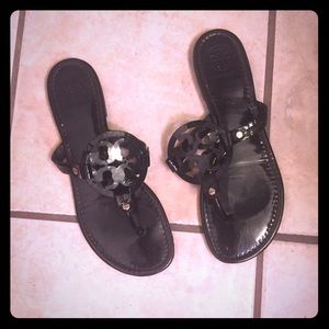 Black Patent Leather Tory Burch Miller Sandals
